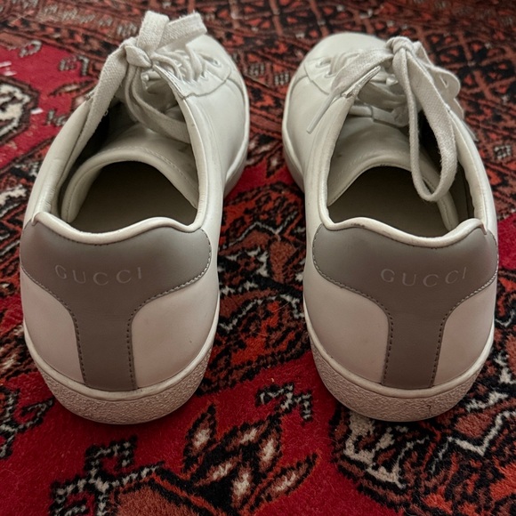 Gucci Ace interlocking G White & Gray Leather Sneakers size 8. - Picture 3 of 15
